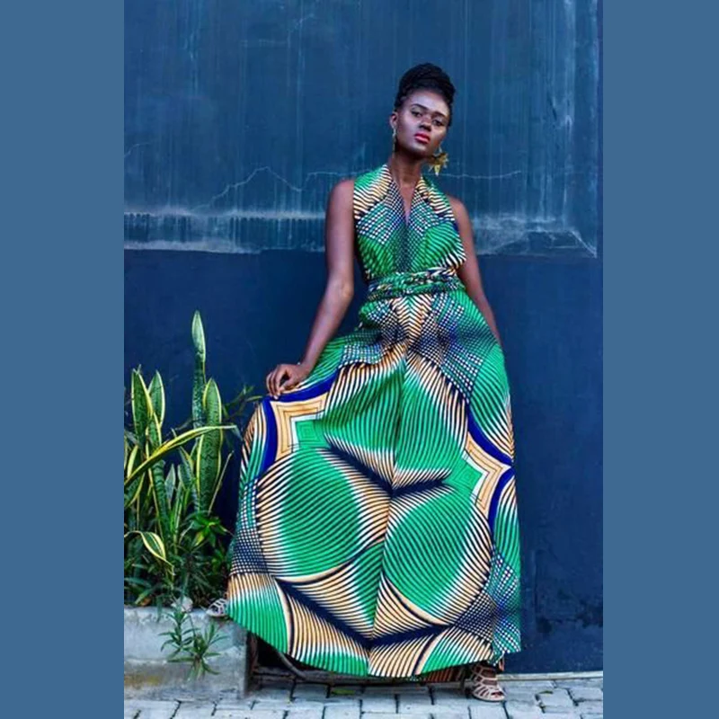 Сексуальный длинный комбинезон с широкими штанинами Женский Африканский наряд