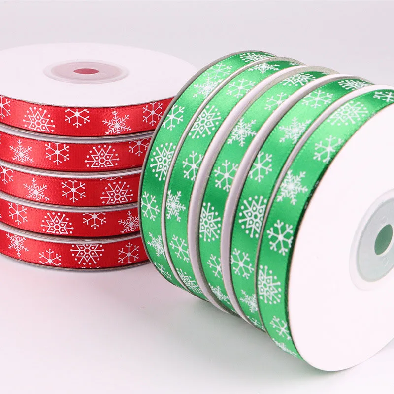 Christmas Ribbon Snowflake Printed For Handmade Craft Gift Wrapping Party Decorations | Дом и сад
