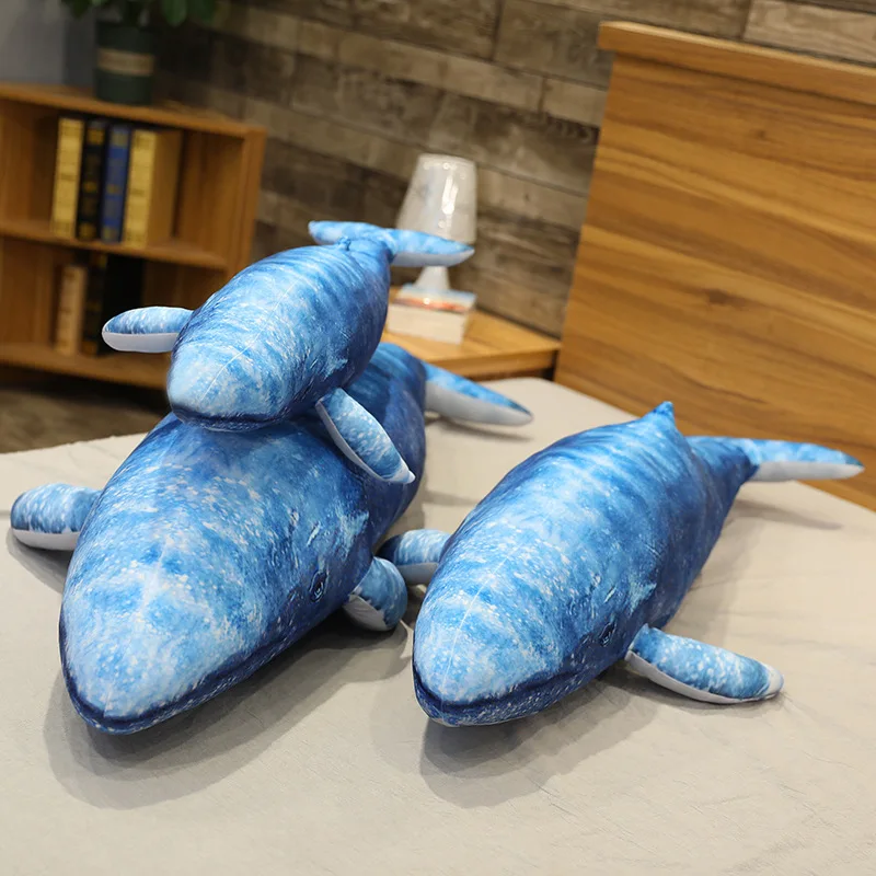 55/70/110cm Big Size Emulational Blue Whale Plush Toy Lifelike Sea World Fish Stuffed Animals Soft Pillow Girl Boy Gift | Игрушки и