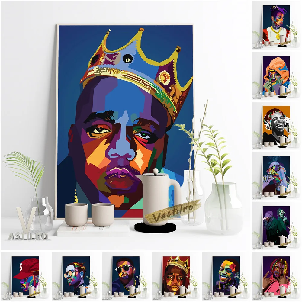 

Hot Rapper Singer All Star Prints Poster Pop Art Portrait Hiphop Music Album Fans Collect Bar Pub Club Wall Picture Home Decor