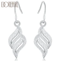 doteffil 925 sterling silver leaves leaf drop earring for women lady wedding engagement party fashion jewelry