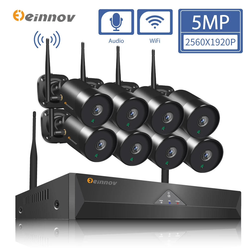 

Einnov Outdoor Video Surveillance Kit CCTV Camera Wireless Security System Wifi 5MP 8CH NVR Set Night Vision HD Remote Control