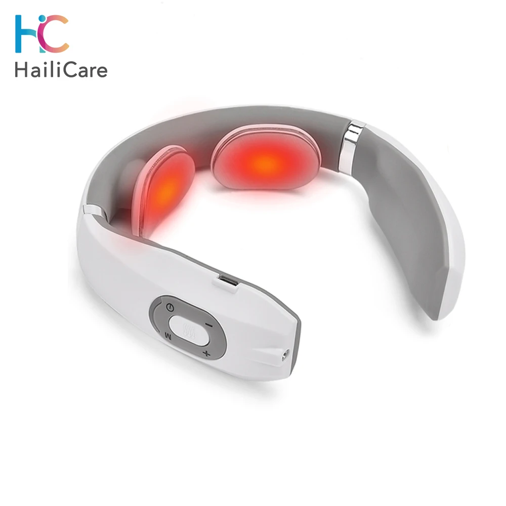 USB Перезаряжаемый импульсный массажер для шеи с дальним инфракрасным обогревом