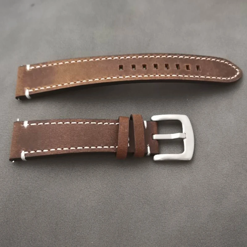 Dark Brown Cowhide Watch Bracelet 18mm 19mm 20mm 21mm 22mm 24mm watchband Retro Genuine Leather Band For Brand Wristband Belt