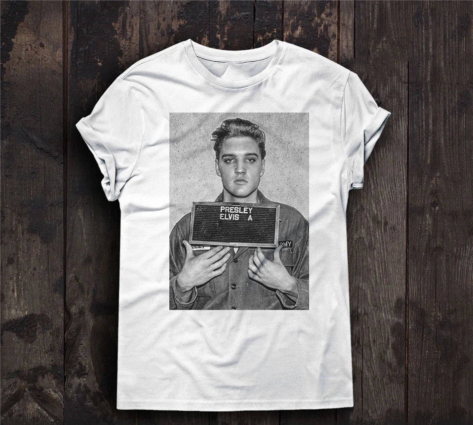 Элвиса Пресли футболка Mugshot Jailhouse King Rock & Roll Photo Love Me Tender Graphic футболка|Мужские