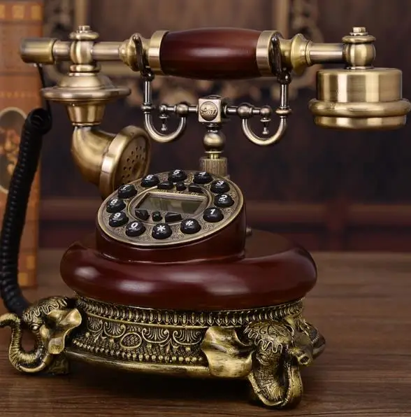 Старинные ретро Caller ID телефон стол из дерева ручной работы Бесплатная слонов