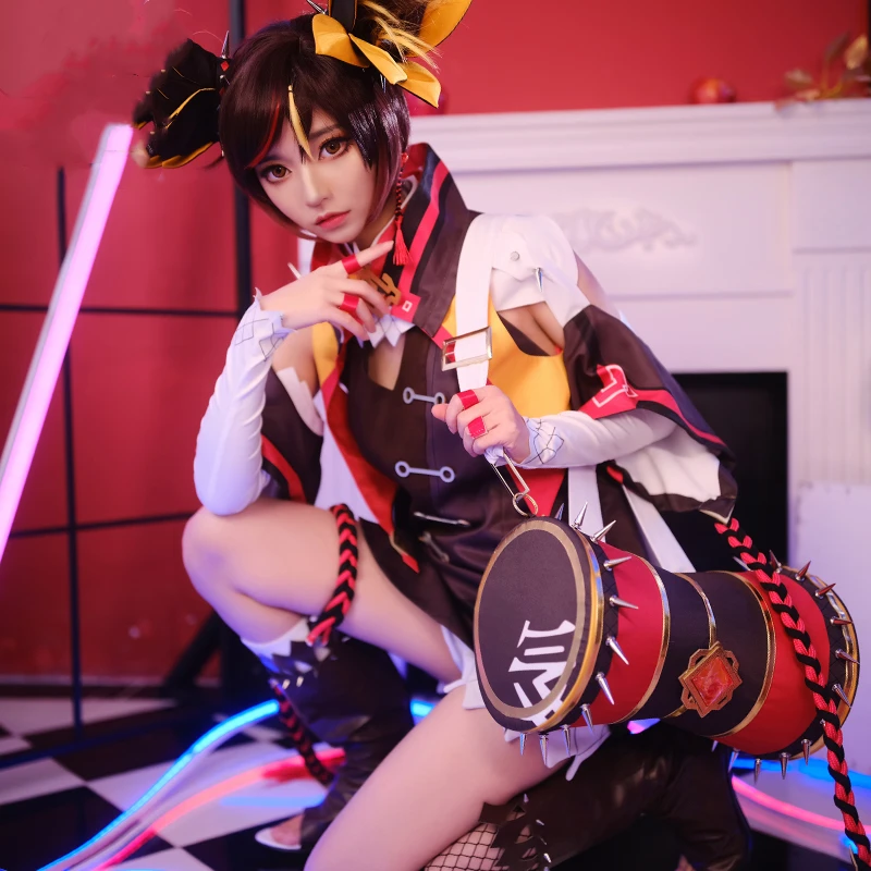 

Популярный костюм для косплея по мотивам игры Genshin Impact, костюм Xinyan, костюм для Хэллоуина с барабаном для женщин