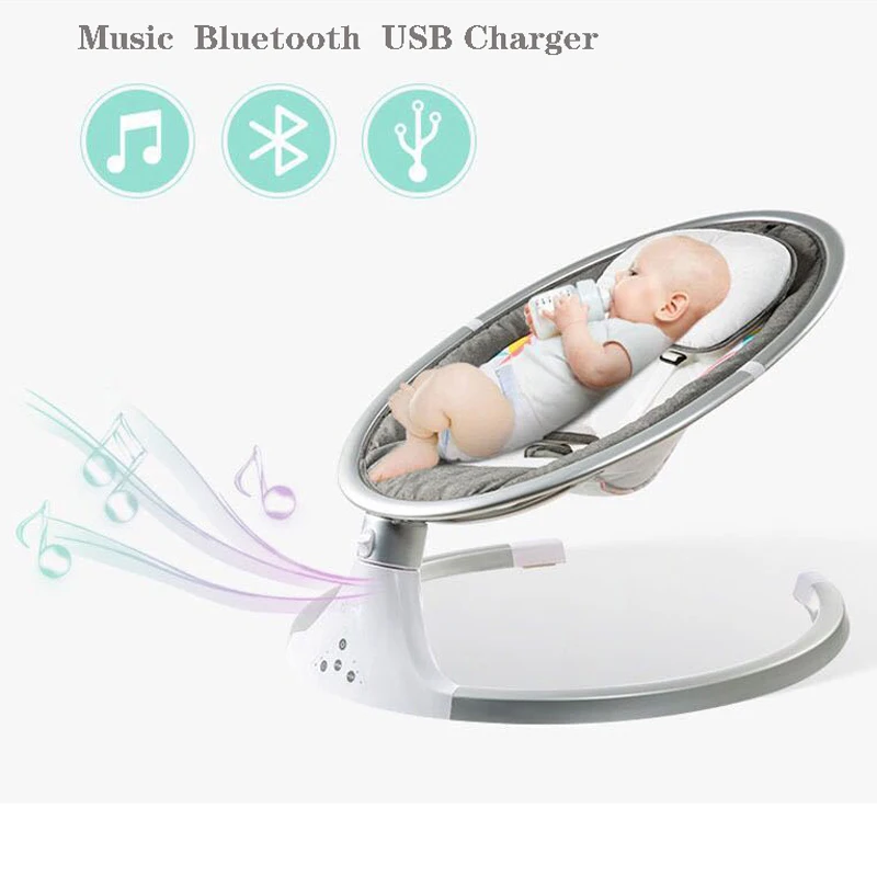 Baby Bouncer Newborn Cradle Chargable Toddler Rocker Swing Chair With Music Bluetooth