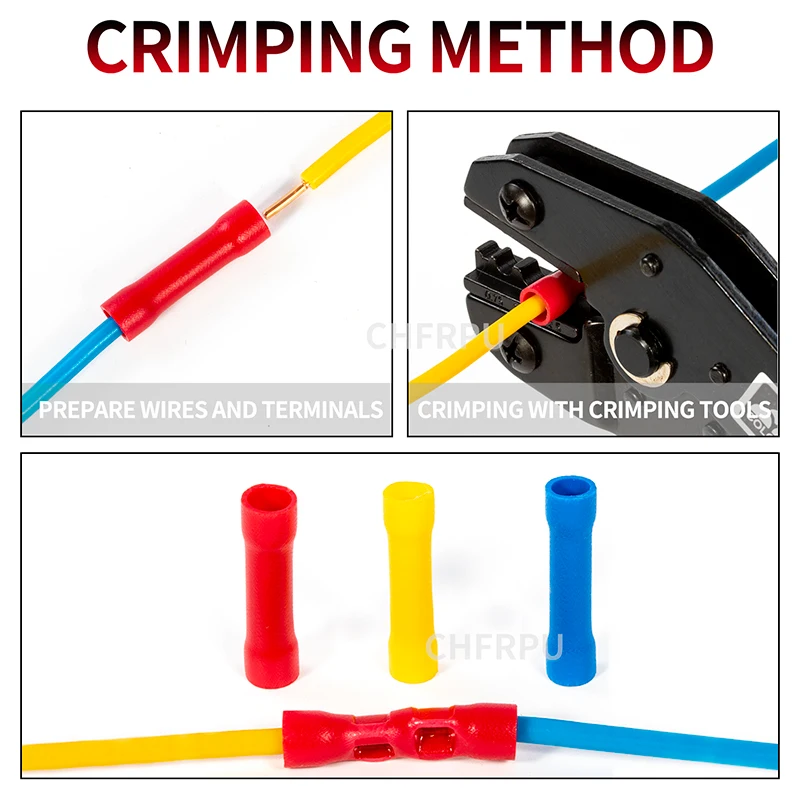 Terminals Quick crimping 50Pieces BV1.25 BV2 BV5.5 BV8 Insulated Straight Wire Butt Connector Electrical Crimp | Обустройство дома