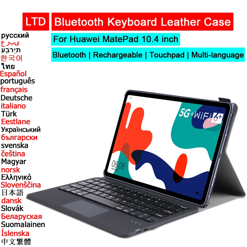 

Wireless Bluetooth Keyboard Mouse Case For HUAWEI MatePad 10.4 11 Pro 10.8 Tablet Case Russian Arabic Hebrew Spanish Keyboard