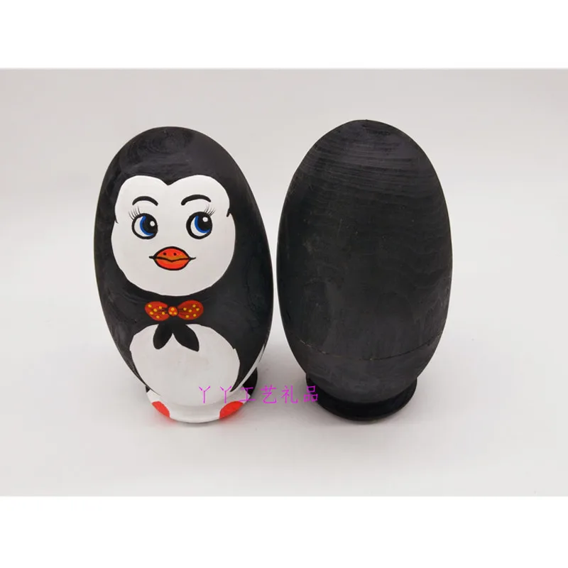 

Nesting Wooden Doll Toys Penguin Pattern Russian Matryoshka Dolls DIY Embryos Russian Nesting Toy Kids Learning Painting Toys