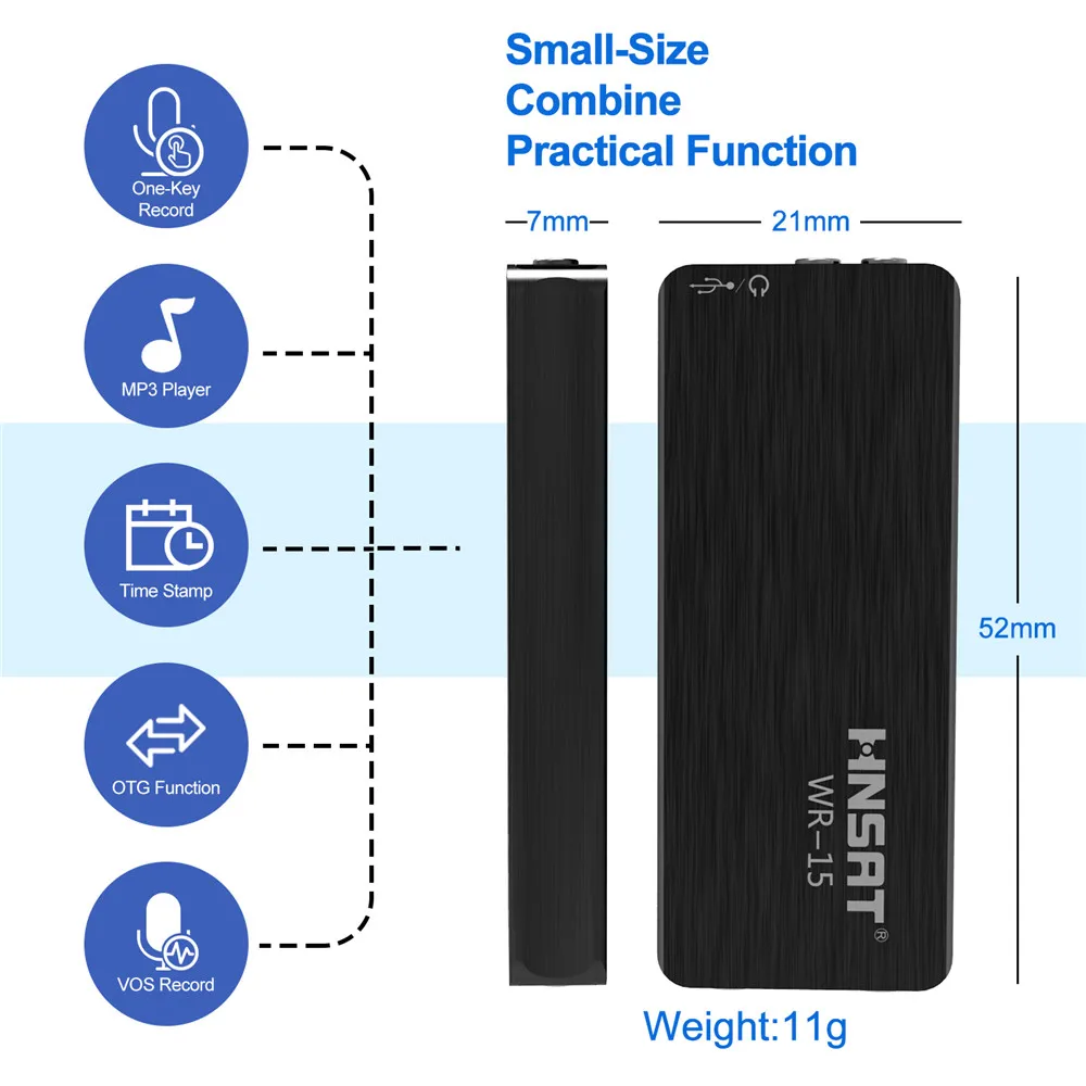 Глобальный самый маленький Профессиональный диктофон 8 ГБ Цифровой аудио мини