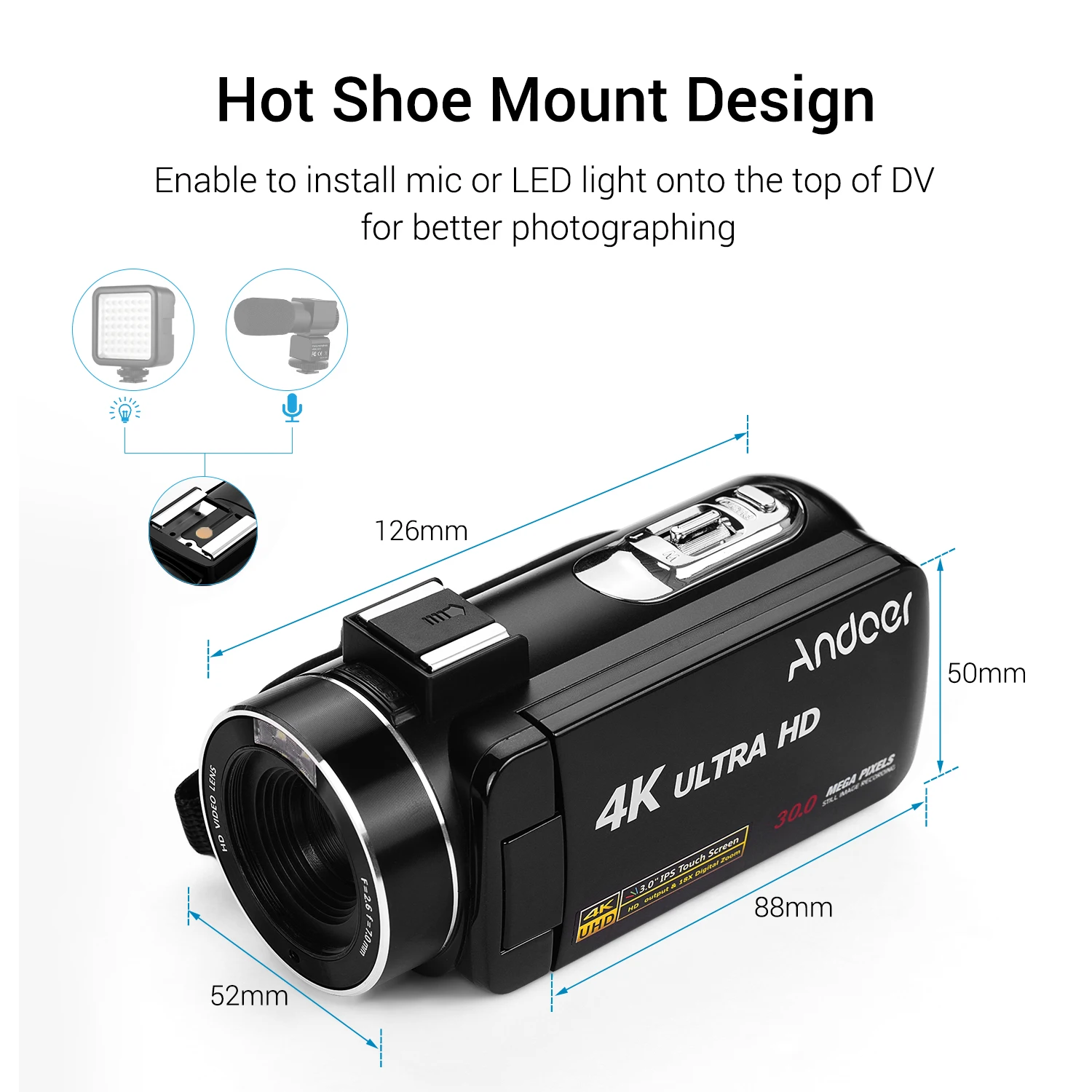 Andoer 4K Ультра HD Портативный DV профессиональная цифровая видеокамера CMOS сенсор