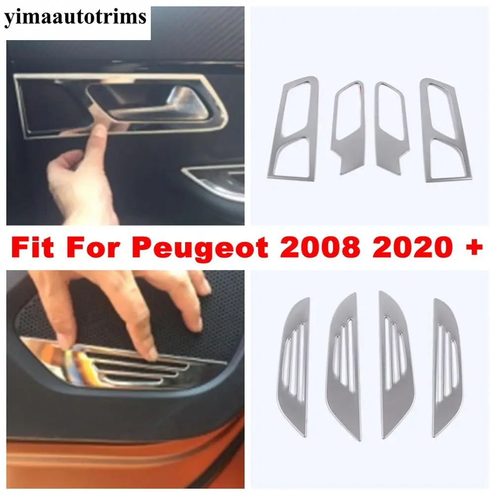 

Inner Doorknob Handle Bowl Door Stereo Speaker Sound Frame Cover Kit Trim Stainless Steel Accessories For Peugeot 2008 2020-2022