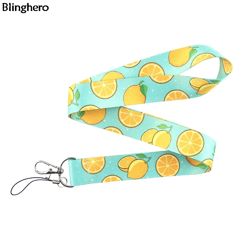 

Blinghero Cool Lemon Printing Lanyards Keys Phone Neck Strap Fashion Hang Rope Stylish ID Badge Holders Keychains Lanyard BH0340