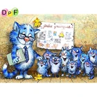 Алмазная вышивка DPF сделай сам, мозаика из страз Кошачьи учения, набор для домашнего декора, квадратныекруглые алмазные вышивки с животными