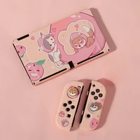 peach cat dog tpu soft protective case shell for nintendo switch oled joycon controller pink cover shell for nintend switch oled