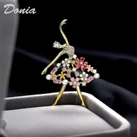 donia jewelry korean version of the exquisite ballerina girl brooch fashion aaa zircon imitation pearl ladies corsage collar pin