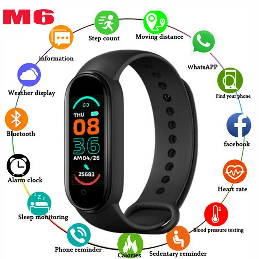 

M6 Smart Watch Sleep Monitoring Men And Women Bracelet Heart Rate Detection Smart Digital Watch Leisure Fitness Step Counting