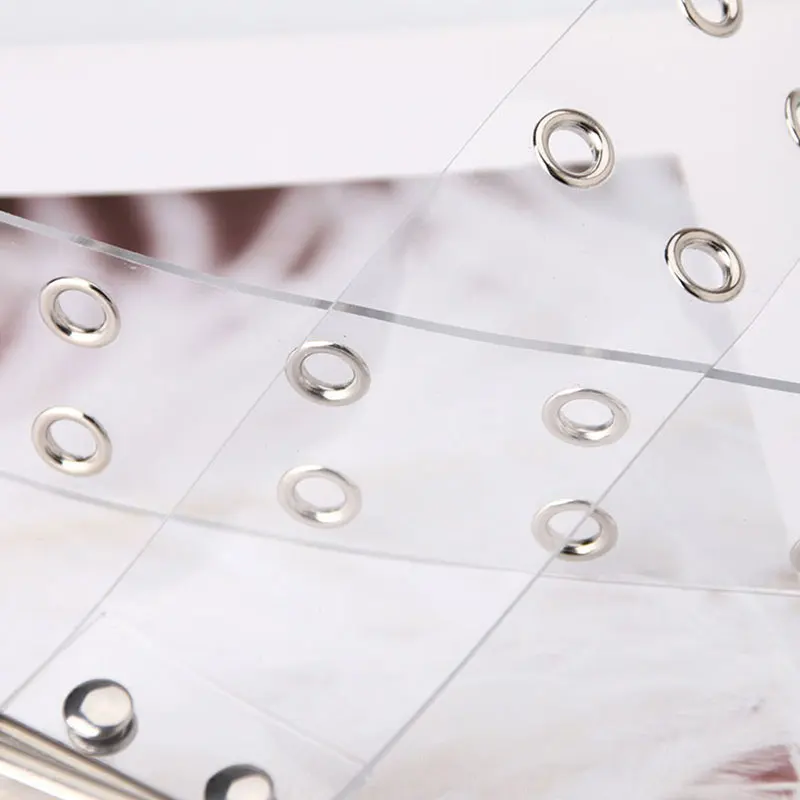 

PVC Clear Women Transparent Belt Two Row Alloy Pin Buckle Belt Double Row Eyelet Hole Waist Straps Waistband Female Hollow Belt