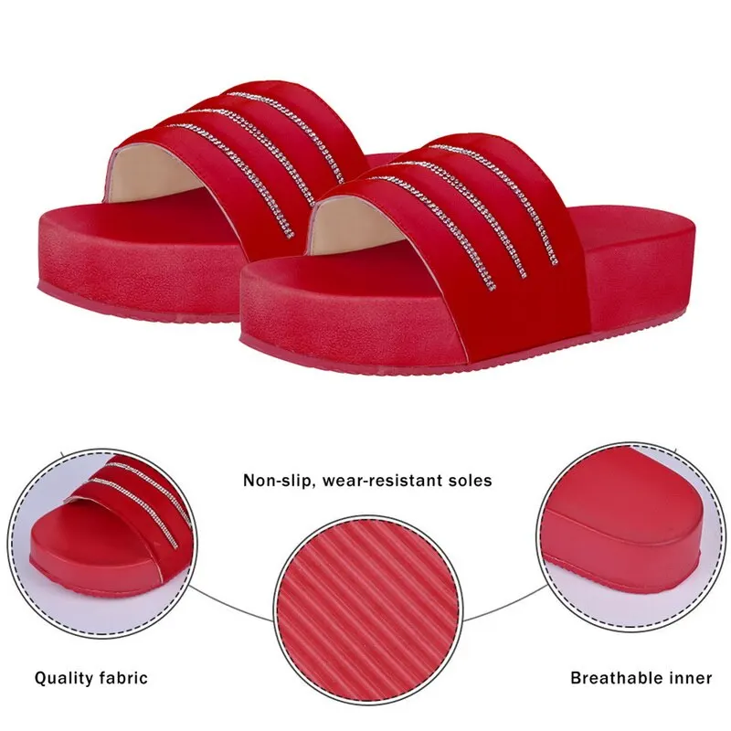 

2021 Summer Women Rhinestone Platform Slippers Wedge Sandals Beach Slippers Calzado Mujer Women's Slippers Fashion Casual Loafer