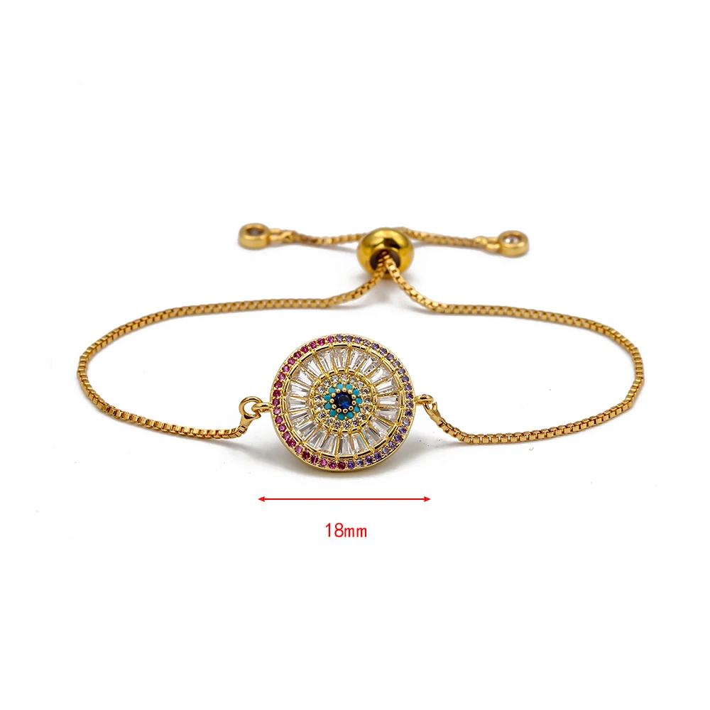 Lucky Eye Turkish EviL Charm Bracelet Gold Silver Color Colorful Zircon Adjustable for Women Girls Jewelry EY6758 | Украшения и
