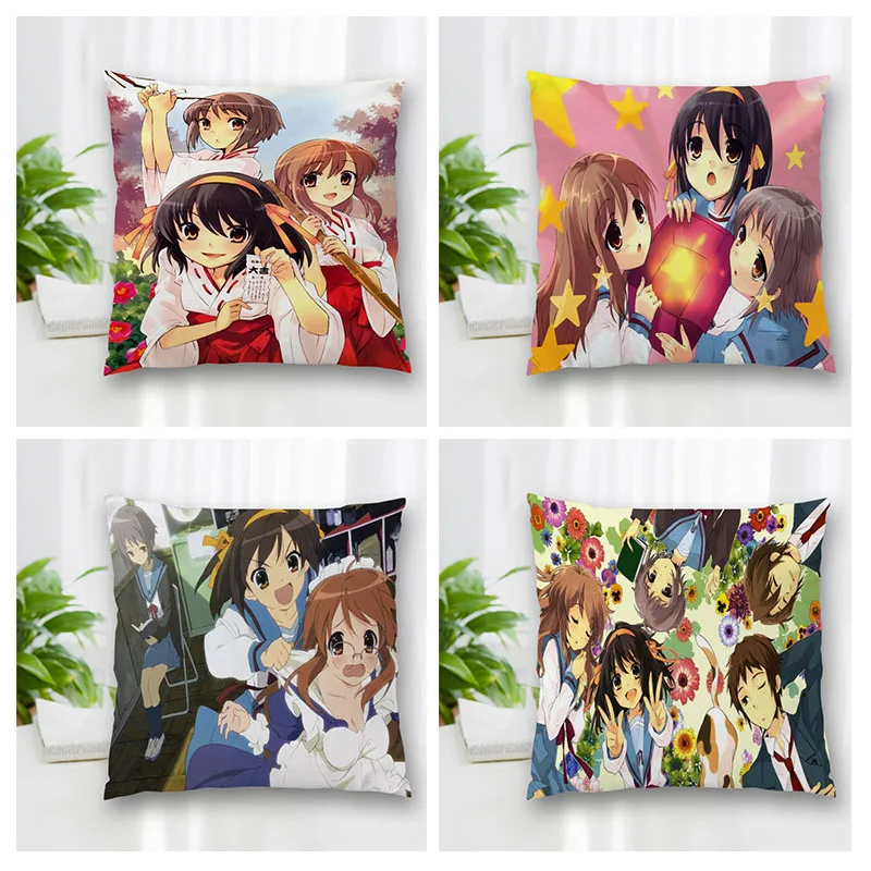 

Custom Suzumiya Haruhi Pillowcase With Zippered Bedroom Home Office Decorative Pillow Sofa Pillowcase Cushions Pillowcover