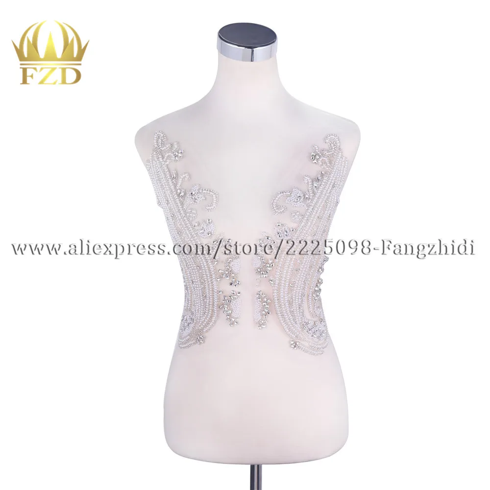 FZD оптовая продажа 5 пар нашивки из бисера с кристаллами белые жемчужные кровати