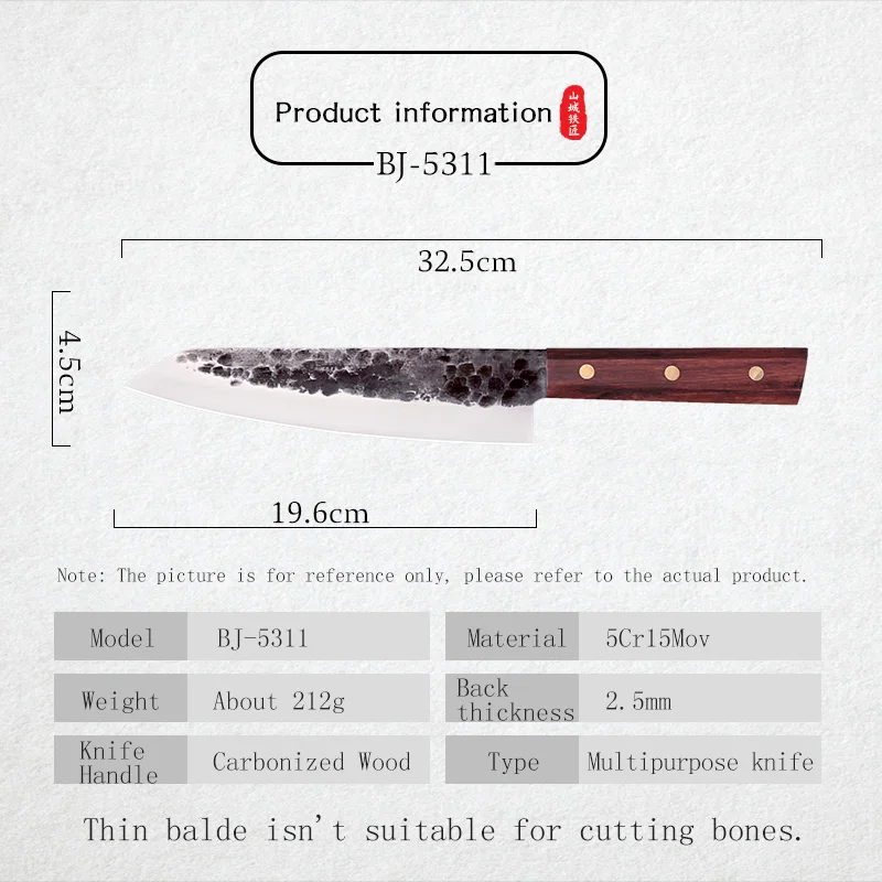 Dengjia-cuchillo Susi de acero inoxidable 5Cr15MoV, utensilio forjado Manual para Chef, cocina, hogar, rebanador de carne, cortadora de verduras-5