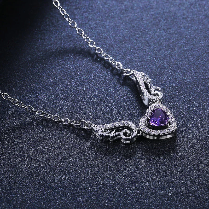 Huitan классических летающих сердце кулон для женщин ожерелье из нержавеющей стали