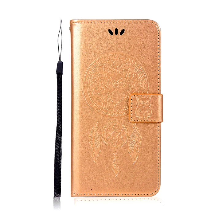 Gold Сова Pattern чехол для SONY Xperia 1 10 плюс L3 L2 L1 XA XA1 XA2 ультра XZ3 XZ2 XZ1 компактный XZ2 Премиум кожаный чехол бумажник чехол - Цвет: Gold