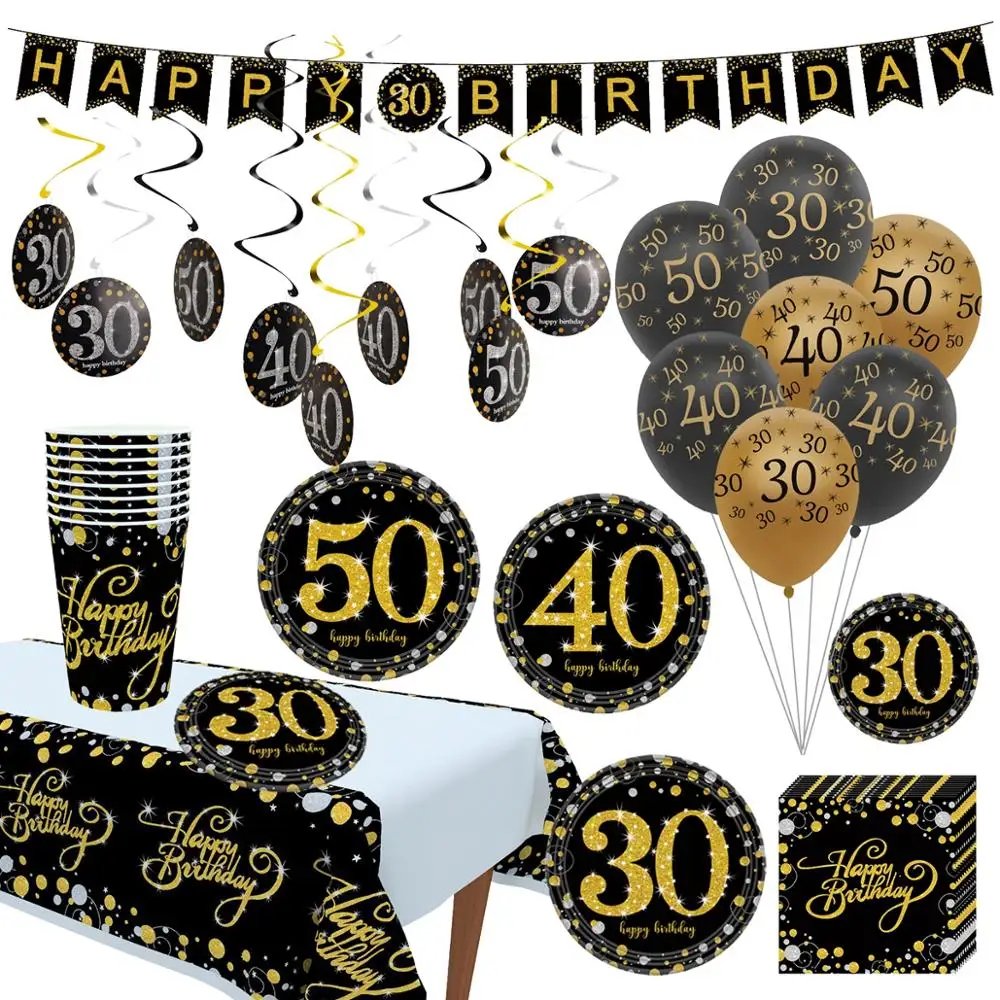Wayfun черного и золотого цвета воздушные шары на день рождения 30 40 50 лет