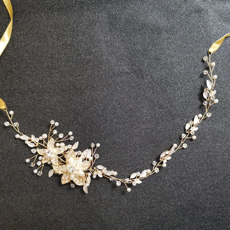 SLBRIDAL ручная работа 3 цвета хрустальные стразы жемчуг свадебные аксессуары для