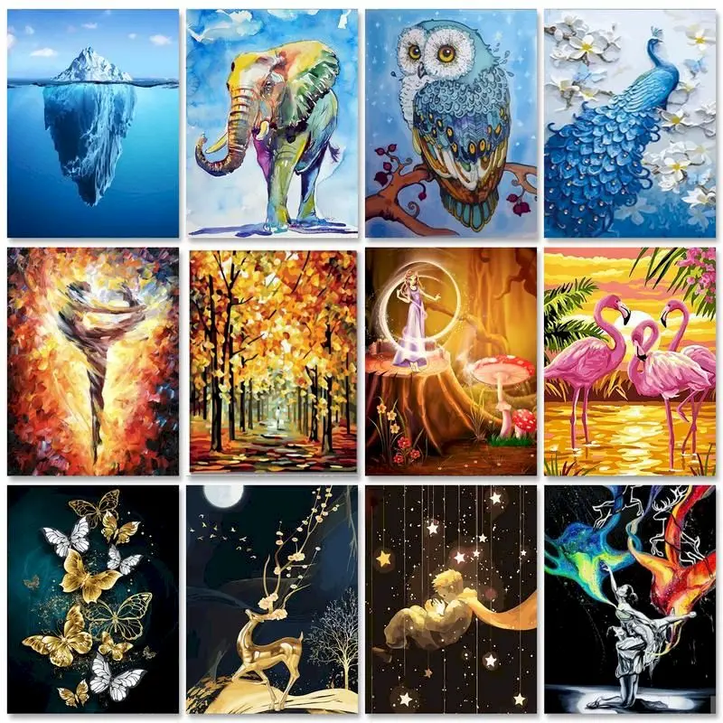 

PhotoCustom 60x75cm Paint By Numbers Animals DIY Oil Painting By Numbers On Canvas Figure Frameless Number Painting Decor