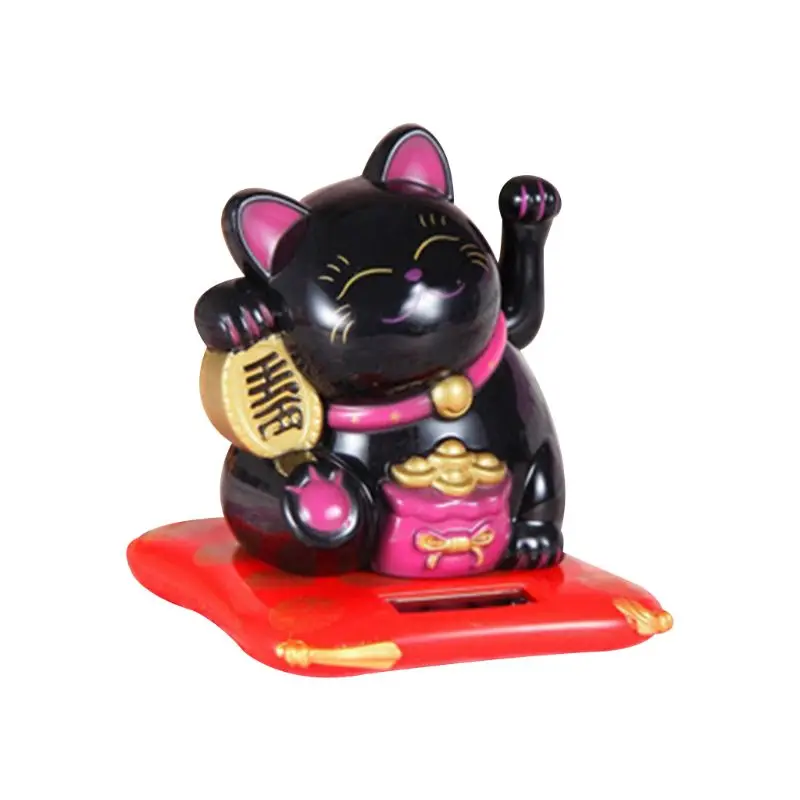 Черный/белый на солнечных батареях Maneki Neko приветствие удача кошка счастливчик для дома автомобиль Отель Ресторан Декор Ремесло
