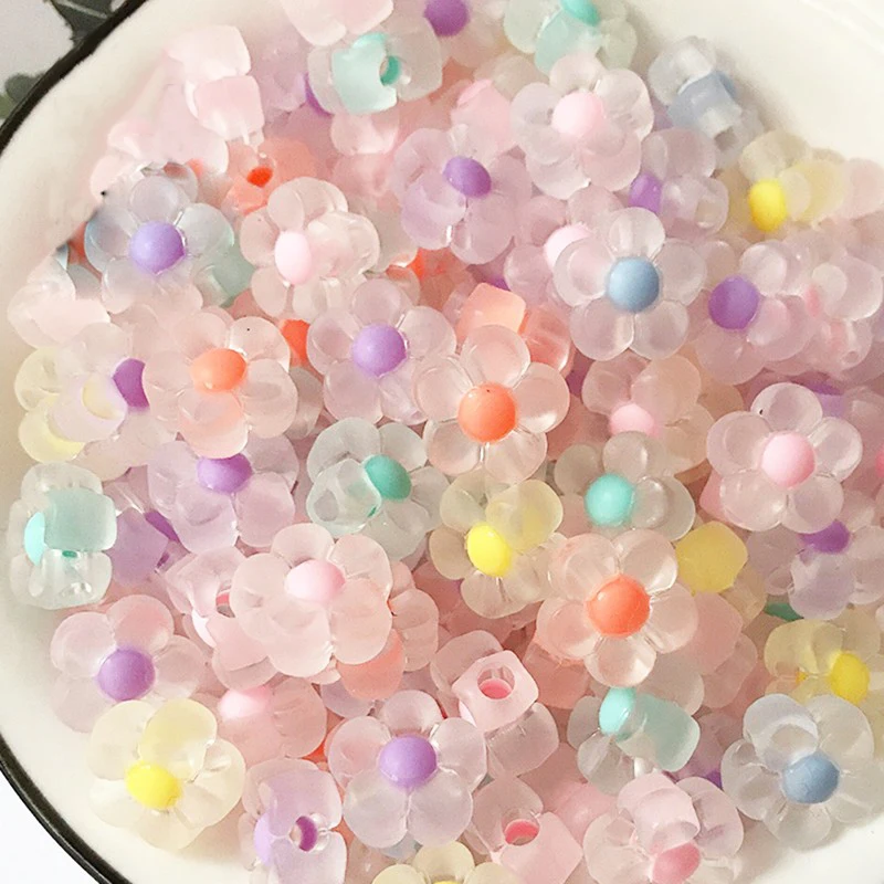 

20 Pc Acrylic Plastic Clear Frosted Flower Beads for Necklace Bracelet Earrings Hair Band Ornament Jewelry Making DIY Accessorie