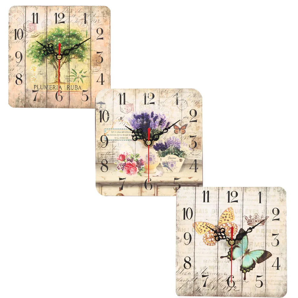 Mute Clocks Decoration Clock MDF Office Square Wood Fashion Digital Wall Hotel Desktop 15cm Silent Holiday Livingroom | Дом и сад