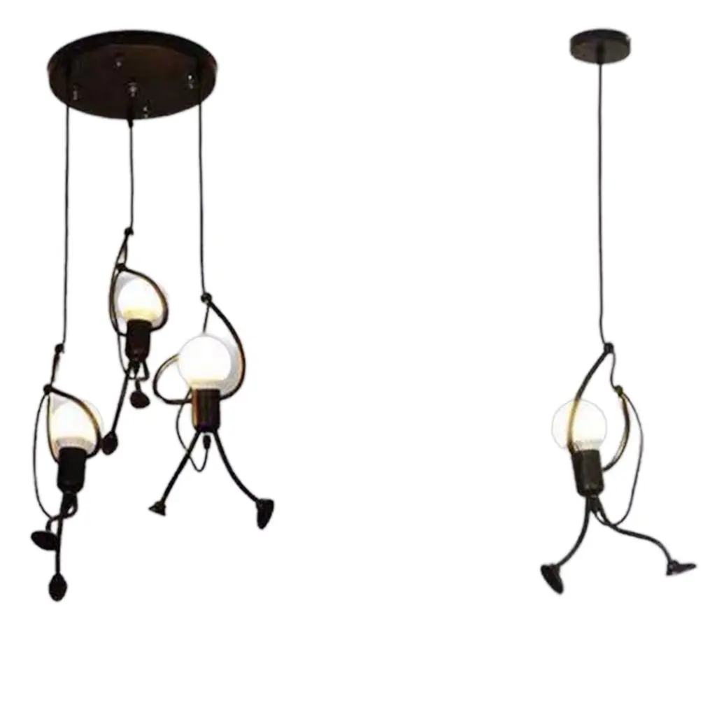 

Vintage Hanging Lamp Creative Iron Climber Chandelier Elegant Kid Bedroom Living Room E27 Lamp Holder Indoor Decorative Lighting