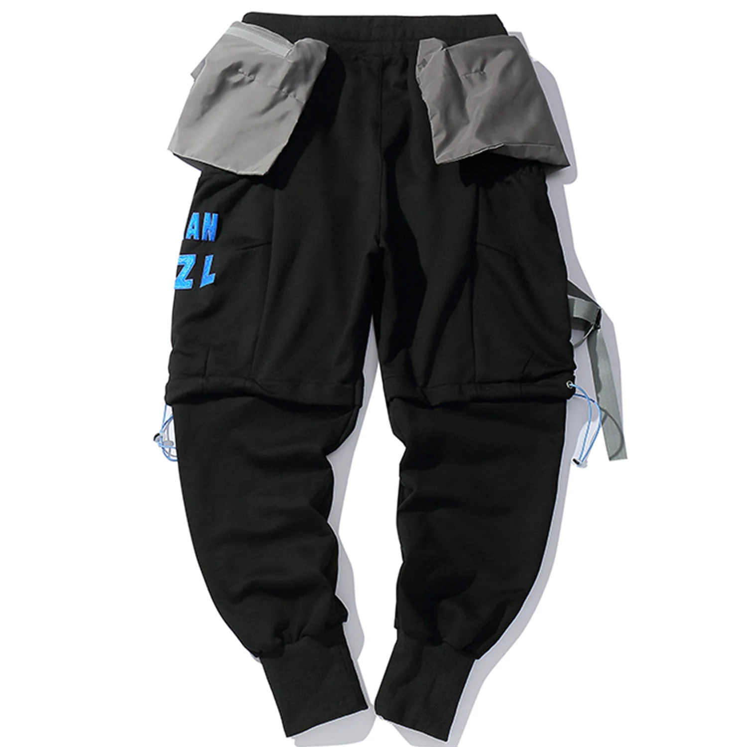 

Patchwork Big Pockets Men Cargo Pants Fashion Harajuku Ribbon Sweatpants Hip Hop Casual Streetwear Joggers Trousers