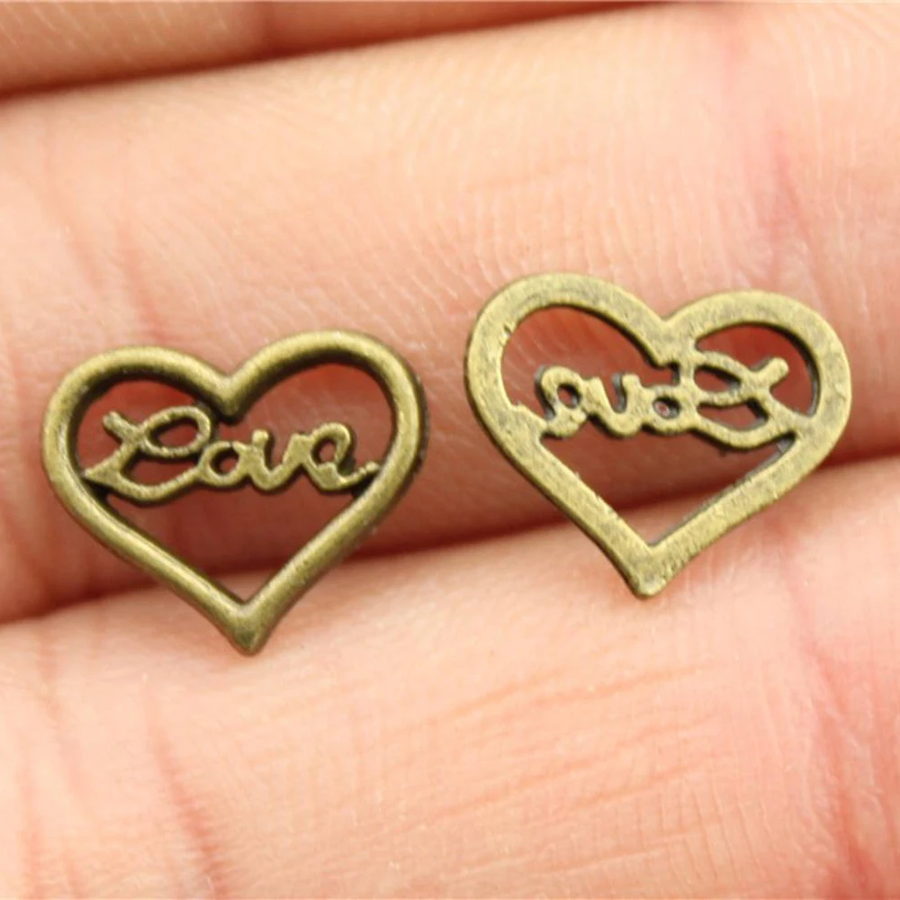 

80pcs 10x12mm Love In Heart Charms Antique Silver Color Tone Love Heart Charms Love Heart Charms