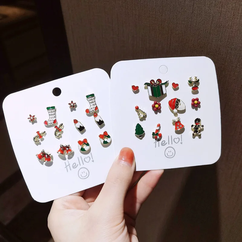 

Новое поступление, серьги-гвоздики, модный нестандартный металлический женский модный Рождественский комплект из нескольких предметов, пр...