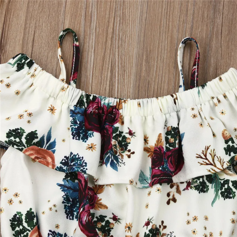 Летняя одежда с цветочным принтом для маленьких девочек блузка открытыми