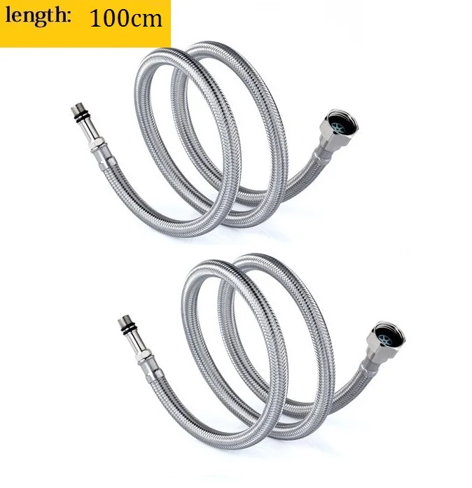 hot and cold 100cm MTTUZK 304 нержавеющая сталь G1/" 60 см/80 см Гибкий Смеситель для холодной/горячей воды водопроводные трубы шланги Запчасти для ванной 1 пар/уп - Цвет: hot and cold 100cm