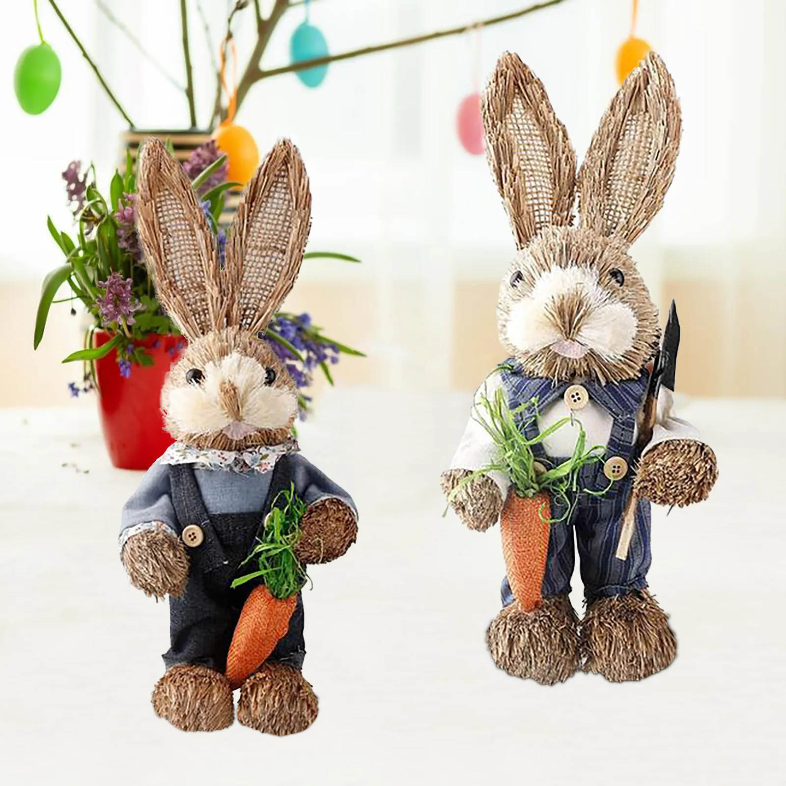 

Populareaster Simulation Bunny Home Garden Bunny Decoration Creative Straw Bunnysupport Wholesale And Dropshipping