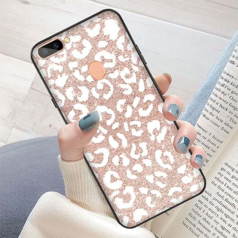 Цвет: розовый золотистый Роза с блестками принтом силиконовая Черная защитная