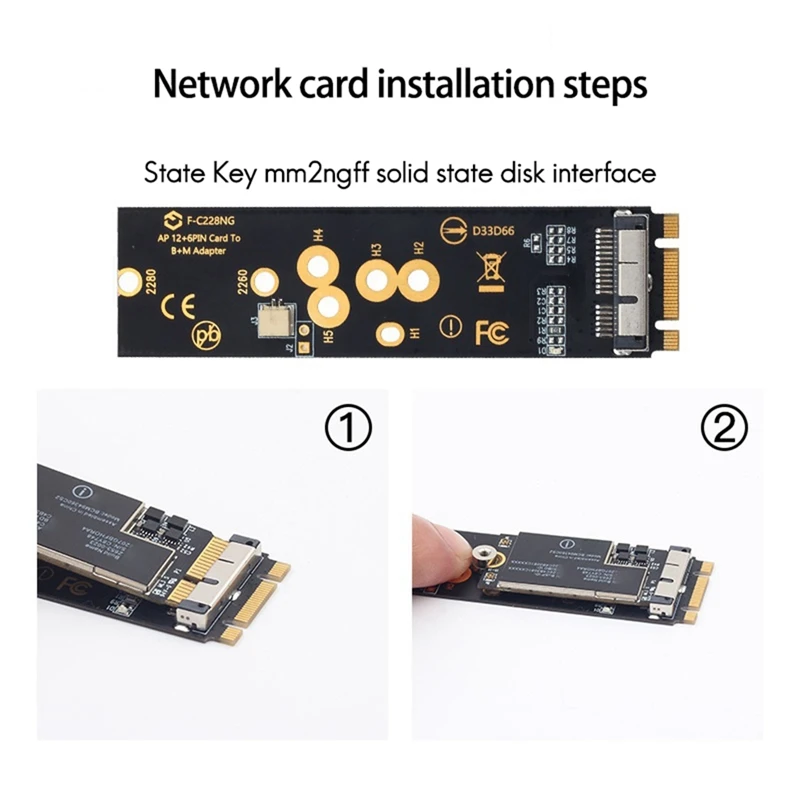 Сетевая карта на жесткий диск NGFF B + M Key Adapter Card BCM94360CD/2CS/CS2 Спецификация 802.11AC |