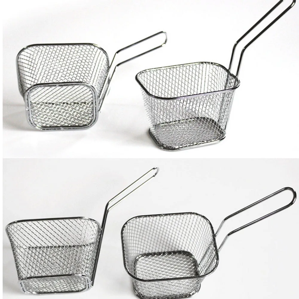 

French Fries Basket Portable Stainless Steel Chips Mini Frying Basket Strainer Fryer Kitchen Cooking Basket Colander Accessories