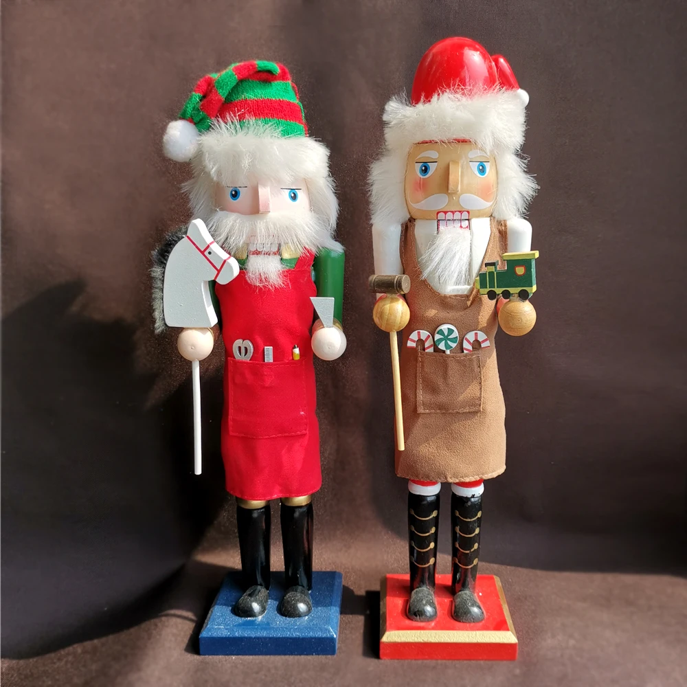 

38cm Santa Claus Nutcracker Puppet Pretty Scarce Christmas Woodworker Painted Nutcracker Toy Child Christmas Gift Toy ht164