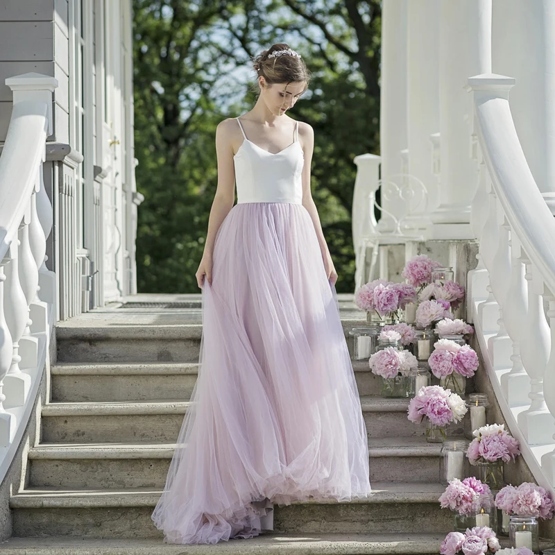 

2019 Dreamlike Tulle Mesh Women Bridesmaid Dresses A Line Maid Of Honor Wedding Guest Gown Formal Dress Grass Woodland Wedding