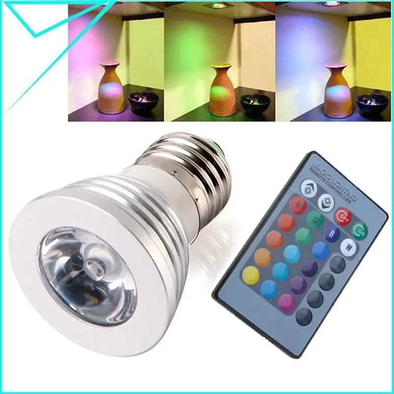 10pcsLowest price RGB lamp led E27 E14 GU10 GU5.3 85-265V LED Bulb Spotlight with24Keys IR Remote Controller 5W Lamp | Освещение